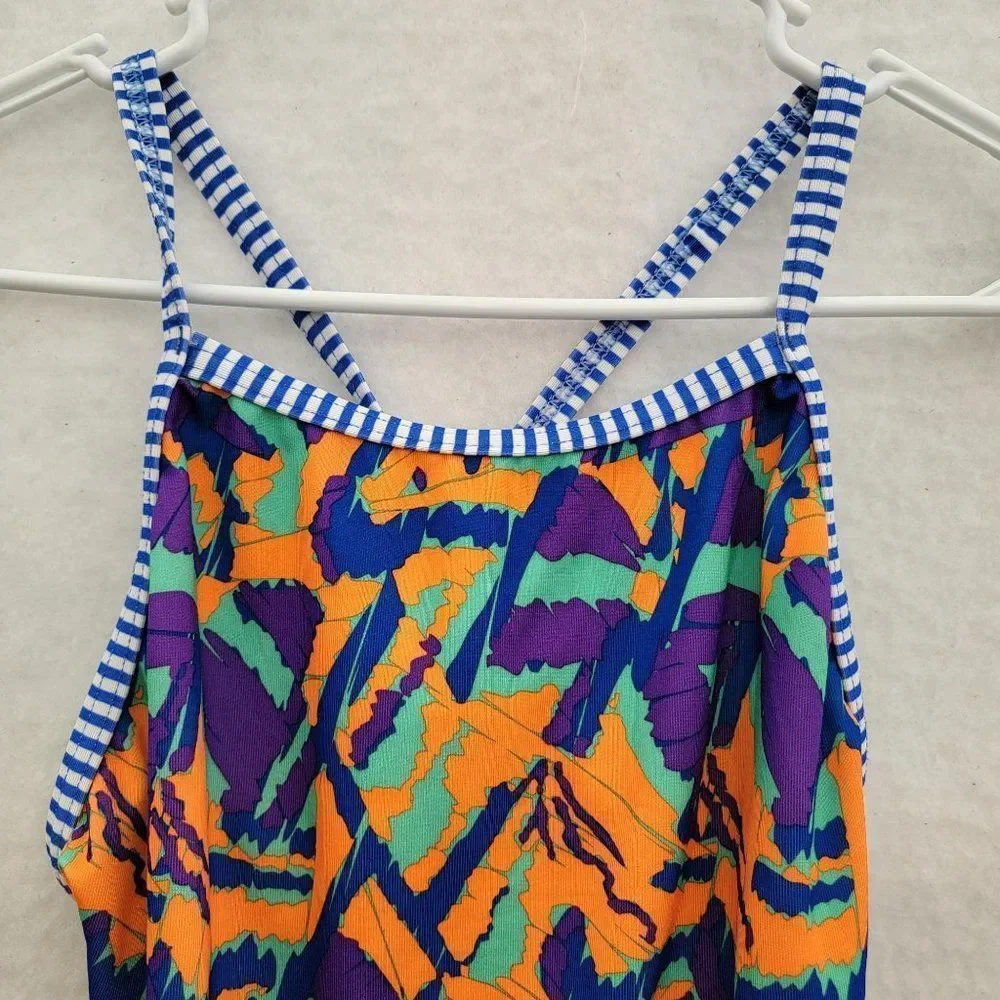 Dolphin Uglies V-2 Back One Piece Swimsuit Women Small Orange Teal Purple‎